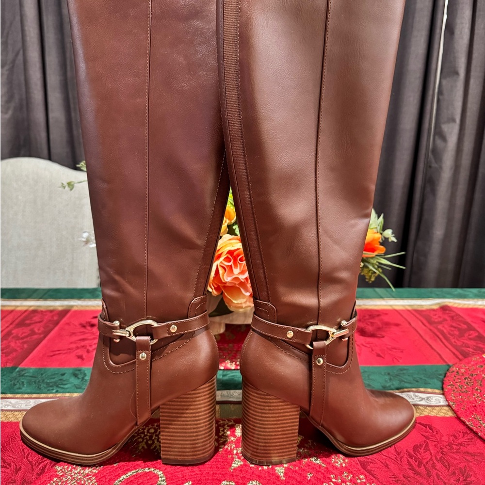 Unisa Brown Faux Leather Knee-High Boots - Size 8.5M